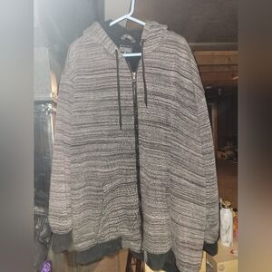 Men's Gray and Black Zip-Up Hoodie